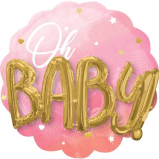 👉 Folie goudkleurig baby's meisjes Oh Baby Girl - Ballon (76 Cm X 71 Cm) 26635397292