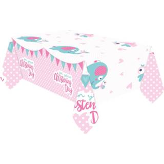 👉 Tafelkleed roze wit kunststof One Size Color-Roze Amscan Christening Day junior 180 x 120 cm roze/wit 13051736194