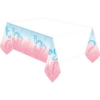 👉 Tafelkleed blauw roze papier One Size Color-Blauw jongens Amscan Boy or Girl? 180 x 120 cm blauw/roze 194099052481