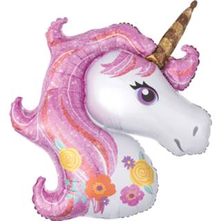 👉 Folieballon folie One Size Color-Meerkleurig meisjes Amscan Magical Unicorn 83 x 73 cm 26635372732