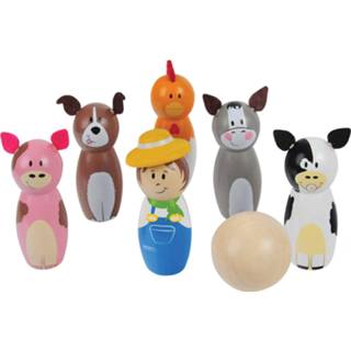 👉 Houten One Size GeenKleur Bowlingset Boerderij, 7dlg. 691621499559