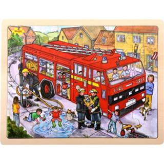 👉 Puzzel houten One Size meerkleurig Bigjigs Brandweer - 24 stukjes 691621087428