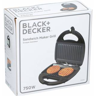 👉 Tostiijzer zwart staal RVS One Size Color-Zwart Black & Decker tosti-ijzer 230V staal/RVS zwart/zilver