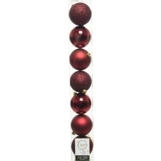 👉 Kerstbal rood kunststof plastic donkerrood 7x stuks kerstballen (oxblood) 8 cm - Mix Onbreekbare 8720194929070