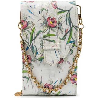👉 Telefoontas wit goud kunstleer phonebag MOSZ Telefoontasje Vegan White Floral Gold 8785253694214