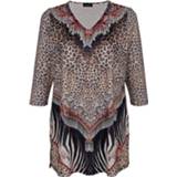 👉 Longshirt kunstvezels animalprint vrouwen comfortabele zijsplitten m. collection Beige::Zwart 4055707340610