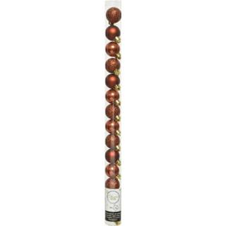 👉 Kerstbal bruin kunststof 14x Stuks Kleine Kerstballen Terra 3 Cm - 8720194931042