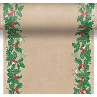 👉 Tafelloper bruin groen papier One Size Color-Bruin Duni Snowy Berries 480 cm bruin/groen 7321031957495