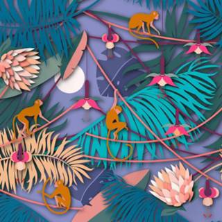 👉 Servet paars papier One Size Color-Paars Duni servetten Monkeys 3-laags 33 x cm 20 stuks 7321011919765