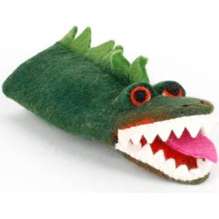 👉 Handpop groen vilten krokodil - 27cm 6013952011059