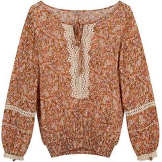 👉 Blous viscose l vrouwen oranje Esqualo Blouse lace dreamy palette