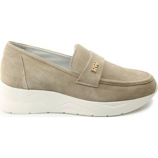 👉 Instappers leer vrouwen taupe River Woods Bleu instapper