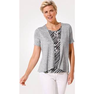 👉 Kunstvezels gemêleerd vrouwen ronde hals 2-in-1-shirt MONA Zwart::Wit 4055708189126