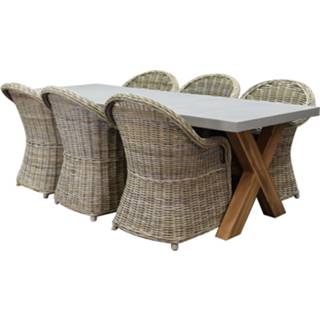 👉 Tuinset polystone active Norwich Roma dining 240x100xH77 cm 7-delig Rotan