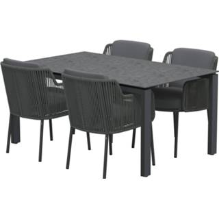 👉 Tuinset aluminium active 4 Seasons Outdoor Bernini Goa dining 160x95xH75 cm 5 delig Platinum