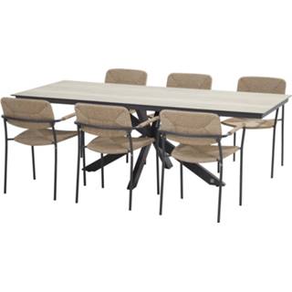 👉 Tuinset aluminium active Bora Minerva dining 220x95xH75 cm 7 delig naturel 4 Seasons Outdoor