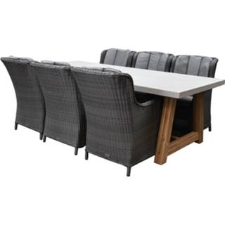 👉 Tuinset antraciet wicker active Darwin Veltis dining 250x100xH75 cm 7 delig