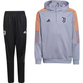Hoodie grijs oranje zwart trainingspakken kinderen Adidas Juventus Track Trainingspak 2021-2022 Kids