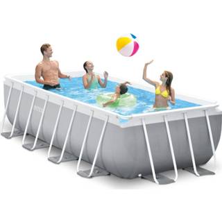 👉 Zwembad grijs Intex frame 400 x 200 cm met pomp en zwembadtrap 6941057414461
