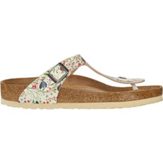 👉 Beige vrouwen ecru Birkenstock Gizeh meadow flowers soft footbed regular 4044477604640