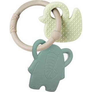 👉 Bijtring grijs groen siliconen One Size Color-Grijs Nattou Olifant en Eend junior grijs/groen