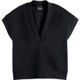 👉 Sleeveless zwart m vrouwen Maison Scotch v-neck sweat black 8719029778563