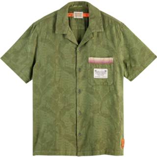 👉 Donkergroen l male groen Scotch & Soda Garment-dyed jacquard shortsleeve army green 8719029823362