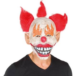 👉 Halloweenmasker rood wit latex One Size Color-Rood Rubie's horror clown rood/wit 4002162332988