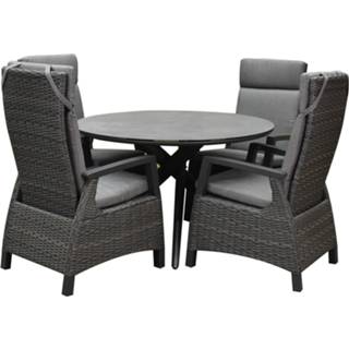 👉 Tuinset aluminium active Tunis New Valley dining 120x75 cm rond 5 delig verstelbaar
