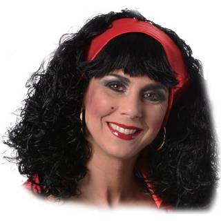 👉 Pruik zwart synthetisch One-Size Color-Zwart vrouwen Rubie's Zigeunerin dames 4003417071669