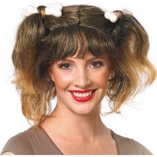 👉 Pruik bruin synthetisch One-Size Color-Bruin vrouwen Rubie's Holbewoonster dames 4003417071287