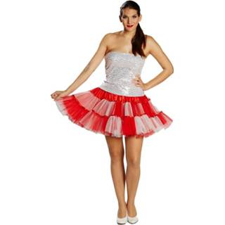 👉 Petticoat rood polyester zilver One-Size Color-Zilver vrouwen Rubie's kort dames zilver/rood mt 4003417850813