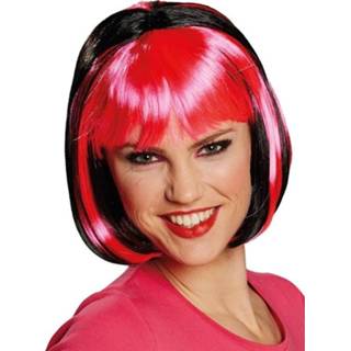 👉 Pruik roze synthetisch One-Size Color-Zwart vrouwen Rubie's Bobline dames 4003417640209