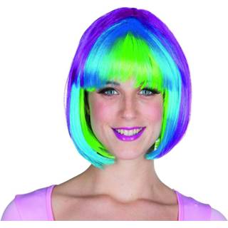 👉 Pruik multicolor synthetisch One-Size Color-Meerkleurig Rubie's kort unisex one size 4003417862199