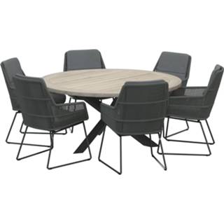 👉 Tuinset aluminium active 4 Seasons Outdoor Valencia Louvre dining 160xH75 cm rond 7 delig platinum