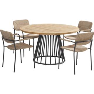 👉 Tuinset aluminium active Bora Ambassador Boulevard dining 130 cm 5 delig naturel 4 Seasons Outdoor