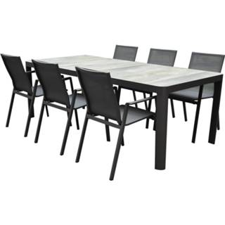 Tuinset antraciet aluminium active New Valley Delhi dining 220x100x74,5 cm 7 delig