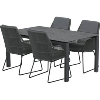 👉 Tuinset aluminium active 4 Seasons Outdoor Valencia Goa dining 160x95xH75 cm 5 delig platinum