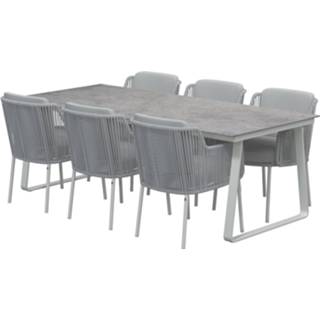👉 Tuinset aluminium active 4 Seasons Outdoor Bernini Konos dining 220x95xH75 cm 7 delig Frozen