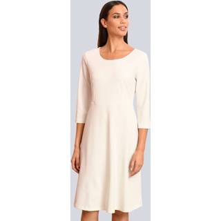 👉 Jurk wit kunstvezels effen vrouwen rits middenachter Alba Moda 4055708399938