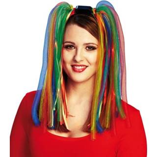 👉 Multicolor synthetisch One-Size Color-Meerkleurig Rubie's haarbandpruik regenboogtule 4003417071911