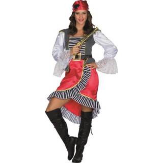 👉 Verkleedpak rood polyester 44 Color-Rood vrouwen Rubie's Piraat Helen dames maat 4003417868887