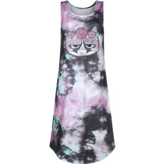 👉 Lange jurk vrouwen m meerkleurig Grumpy Cat - Flower 4064854567795