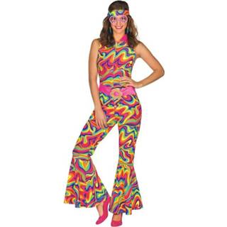 👉 Jumpsuit polyester 34 Color-Meerkleurig vrouwen Rubie's Hippie 70s dames 2-delig maat 4003417868665