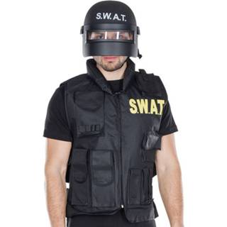 👉 Veiligheidshelm zwart polycarbonaat One Size Color-Zwart mannen Rubie's SWAT heren 4003417863172