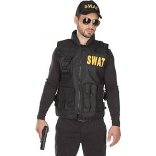 👉 Bodywarmer zwart polyester Color-Zwart mannen Rubie's S.W.A.T. heren maat 52/54 4003417860539