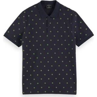 👉 M Color-Blauw Scotch & Soda 162389 0219 navy organic cotton polo all-over printed