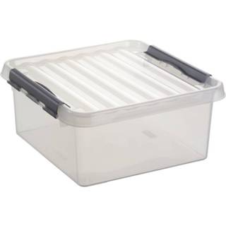 👉 Opbergdoos transparant kunststof zilver One Size 10x Sunware Q-Line opberg box/opbergdoos 18 liter 40 x 20 cm - Vierkante opslagbox Opbergbak transparant/zilver 8720147815344