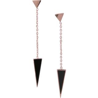 👉 Oorbel zwart ros goud edelstaal vrouwen nederlands Kalli Hang Oorbellen Driehoeken / Rosé