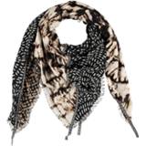 👉 Vierkante sjaal multi polyester vrouwen a-symmetrisch patroon nederlands werpig Sarlini Flames Camel 8719922789840